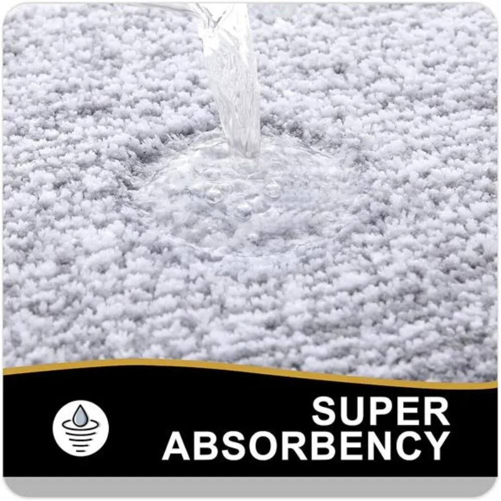 Bathroom Rug 30x20 Microfiber Bath Mat Non Slip Absorbent Quick Dry Grey